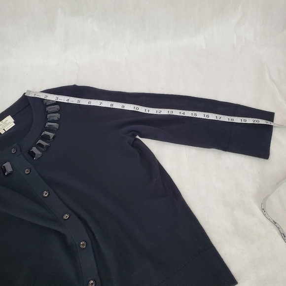 Kate Spade Cardigan Sweater Embellished Jeweled Beaded Collar Black Women’s M - Picture 13 of 15